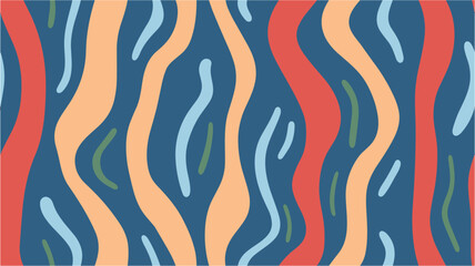 Psychedelic trippy y2k retro background swirl. Seamless pattern with curved shapes. Diagonal wavy striped background.
