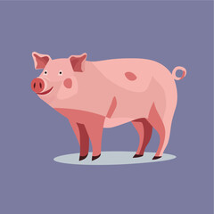 cartoon of pig vector flat illustration