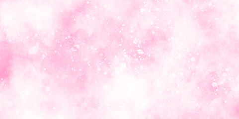 Shiny and cloudy pink background with bubbles, abstract pink background with bubbles and shiny light glitters, sparkling glitter bokeh background with blurry particles and clouds, pink Paper texture.	