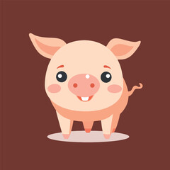 cartoon of pig vector flat illustration