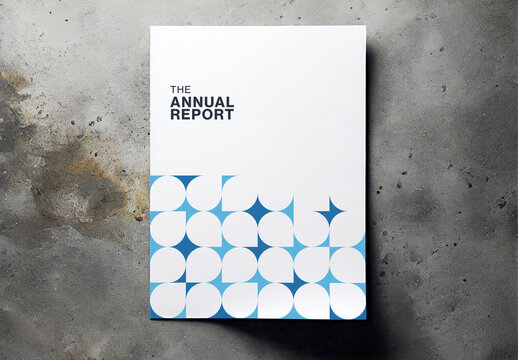 Report Cover Template with Blue Retro Mosaic Tile Design
