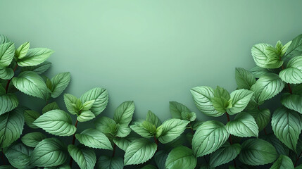 Fresh green mint leaves background, mint leaves texture, horizontal 