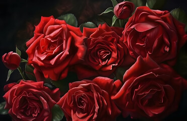 Isolated Elegant Red Roses background for Romantic Design