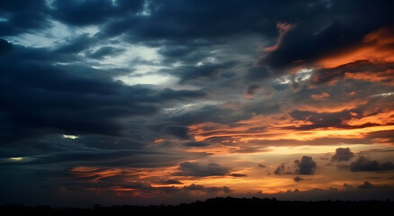 Fototapeta premium The beautiful sunset view with the blue sky and clouds in summer