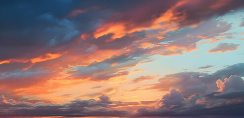 Fototapeta premium The beautiful sunset view with the blue sky and clouds in summer