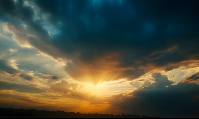 Fototapeta premium The beautiful sunset view with the blue sky and clouds in summer