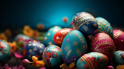 Easter joy: colorful eggs celebration - vibrant 8k wallpaper stock photo