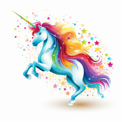 Beautiful rainbow unicorn isolated on a white background, Generative AI