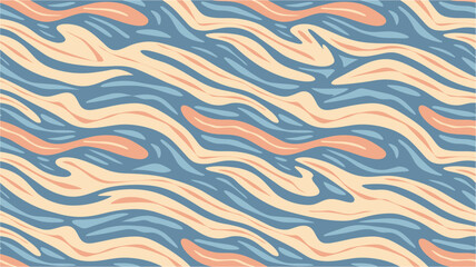 Seamless Colorful Dynamic Lines Pattern. Trippy Glitchy  groovy design. Can be used to decorate covers, postcards, walls.