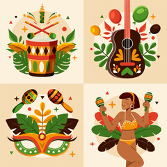 Flat brazilian carnival compositions