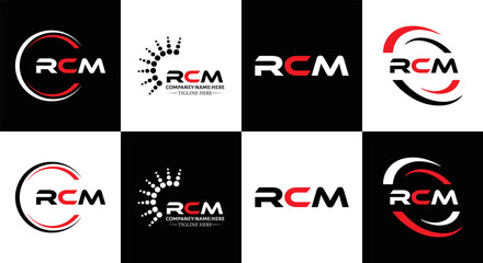 RCM logo. R C M design. White RCM letter. RCM, R C M letter logo design. Initial letter RCM letter logo set, linked circle uppercase monogram logo. R C M letter logo vector design.	
