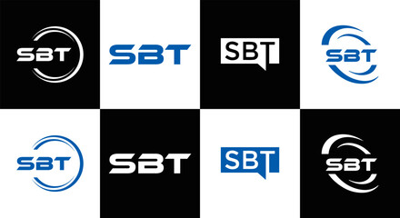 SBT logo. S B T design. White SBT letter. SBT, S B T letter logo design. Initial letter SBT letter logo set, linked circle uppercase monogram logo. S B T letter logo vector design.	
