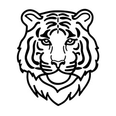 Line art portrait of a striped bengal tiger with big eyes 