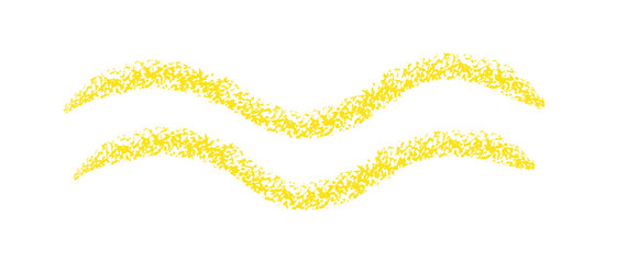 Hand drawn double wavy line drawn with wax crayon, chalk or charcoal. Uneven wax dry texture for underlining or highlighting text. Pencil drawn lines, strikethroughs, underlines. grungy.