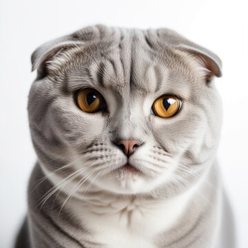 scottish fold cat isolated on white background. ai generative