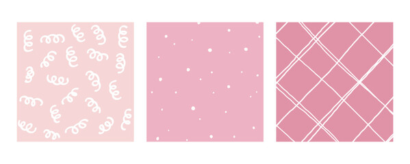 Simple Geometric Hand Drawn Irregular Patterns. Colored Doodle Checkered simple drawing with textures. Square Poster set