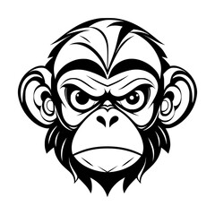 black and cartoon illustration of a Monkey