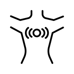 Chest pain linear icon. Affecting lungs and heart. Poor posture consequence. Muscle tightness