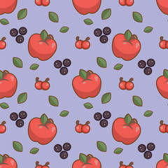 red apple vector illustration, red apple seamless pattern