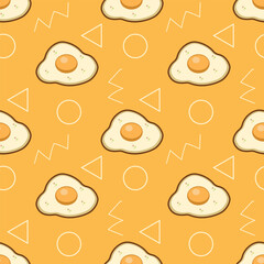sunny side up egg vector illustration, omelet seamless pattern