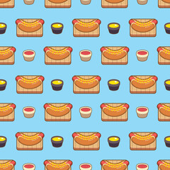 hotdog vector illustration, hotdog seamless pattern