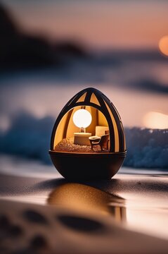 sunset at the beach little room in an easter egg