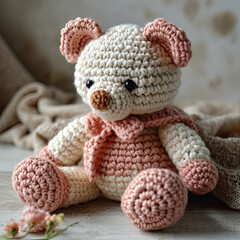 lovely teddy bear Crochet in get well soon concept