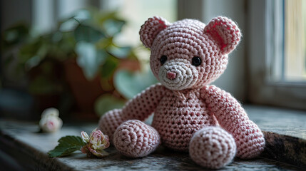lovely teddy bear Crochet in get well soon concept