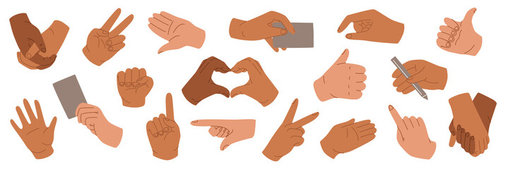 Hand drawn hand gestures icons