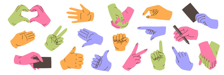 Hand drawn hand gestures icons