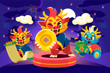 Flat Chinese new year illustration