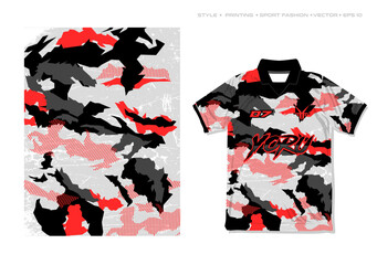 Sublimation jersey design modern abstract camouflage white black orange koi design vector military army pattern background halftone grunge style