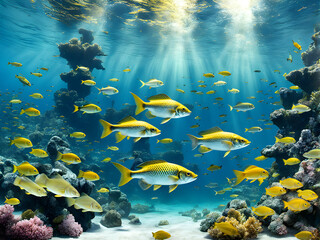 Obraz na płótnie Canvas Coral reef and fish in the sea
