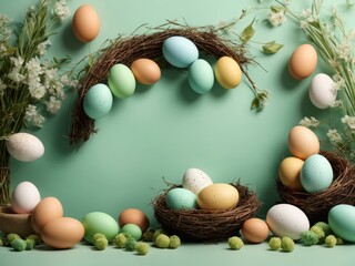 easter eggs in a nest