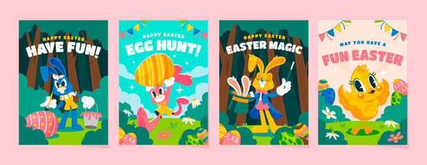 Easter cards in flat style