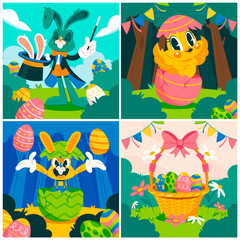 Easter illustrations in flat style