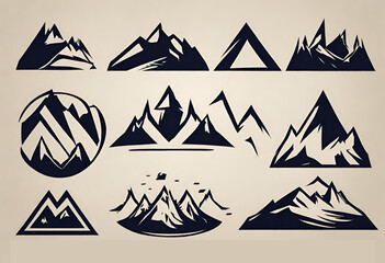set of mountains for logo and designs, isolated background