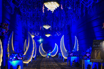 The light decoration in the wedding at night
