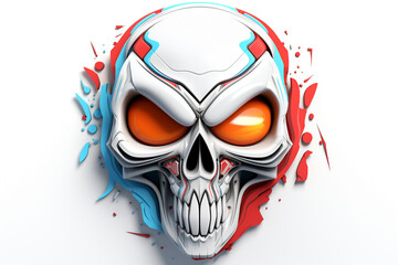Spray Paint Skull Face Graffiti Cartoon Character 3d illustration white background