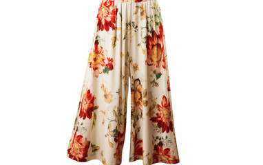 Contemporary Office Panache: The Allure of Wide-Leg Cropped Culottes Isolated on Transparent Background PNG.