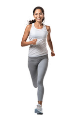 A female runner in action isolated