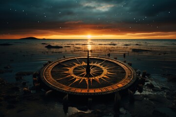 the 4 wind directions medicine wheel ceremony sunset sea