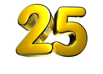 25 gold 3D illustration. Advertising signs. Product design. Product sales. Product code.