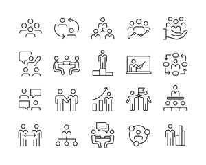 Business People Related Icons - Vector Line. Editable Stroke.