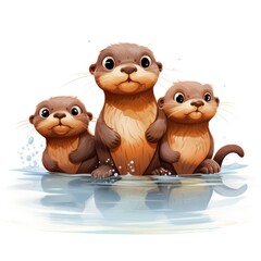 A group of otters in water
