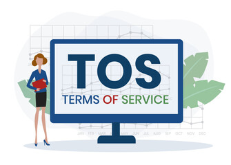 TOS - Terms Of Service acronym. business concept background. vector illustration concept with keywords and icons. lettering illustration with icons for web banner, flyer