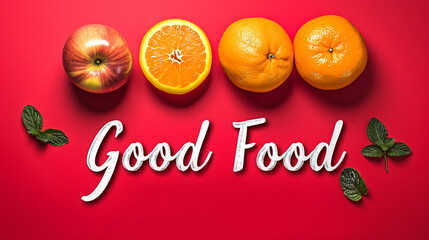 Good food typography design for health centers, organic and vegetarian stores, poster, logo.
