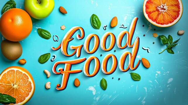 Good Food Typography Design For Health Centers, Organic And Vegetarian Stores, Poster, Logo.