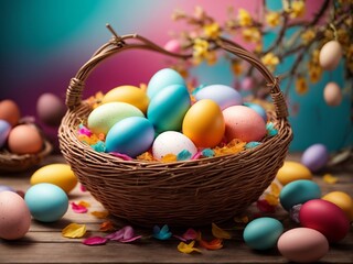easter eggs in basket