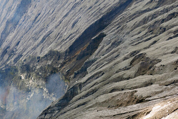View inside the crater of Mount Bromo. Active volcano, Bromo Tengger Semeru National Park, East...